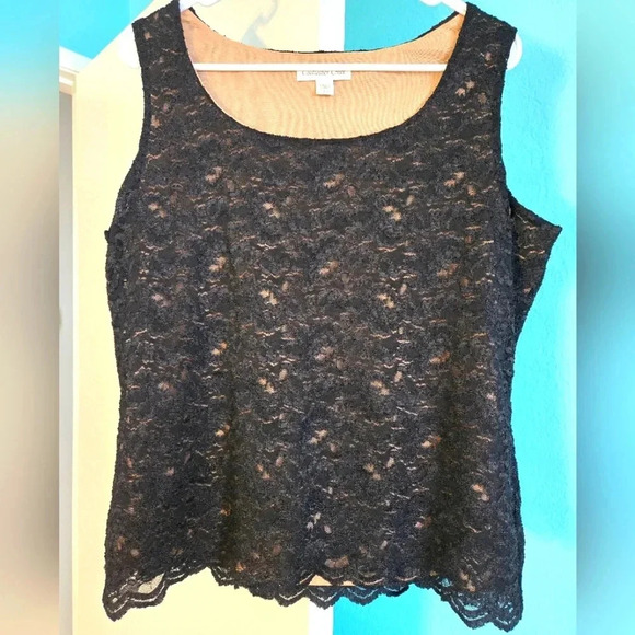 Coldwater Creek Black Lace w/Beige/Tan Lining Tank Size Large - Picture 1 of 3